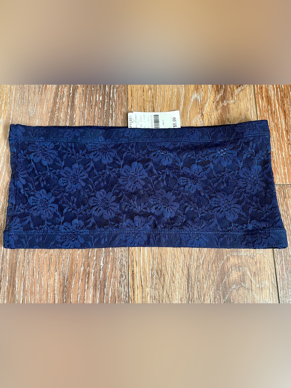 Navy Blue Lace Bandeau Bra Top Size Medium